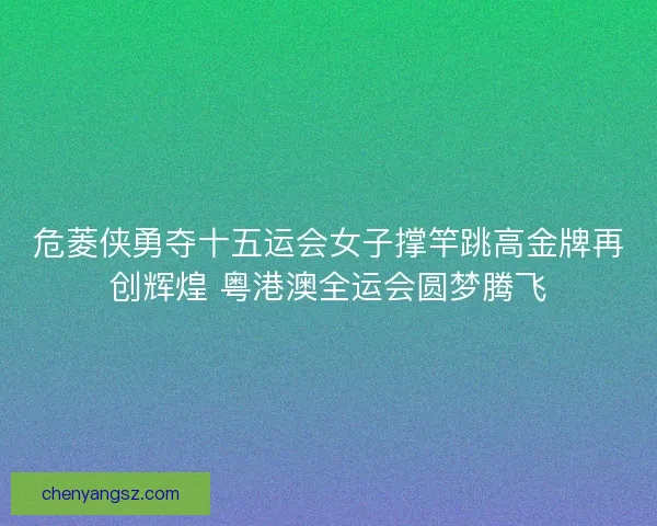 危菱侠勇夺十五运会女子撑竿跳高金牌再创辉煌 粤港澳全运会圆梦腾飞