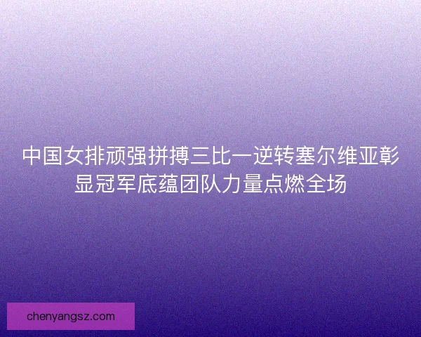 中国女排顽强拼搏三比一逆转塞尔维亚彰显冠军底蕴团队力量点燃全场